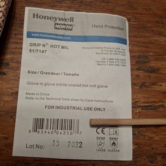 2 Pair 10XL Honeywell 51/7147 Grip & Hot  Nitrile Coated Cotton Gloves NEW Chef - Picture 3 of 3